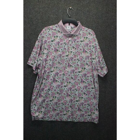 PUMA ARNOLD PALMER Mens XL POLO SHIRT AP FLORAL PALE PINK WHITE GLOW GOLF - Picture 1 of 5